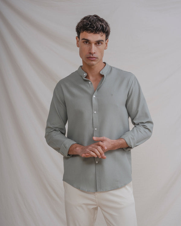 CAMISA CUADRILLÉ VERDE CUELLO MAO
