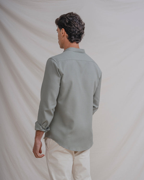 CAMISA CUADRILLÉ VERDE CUELLO MAO