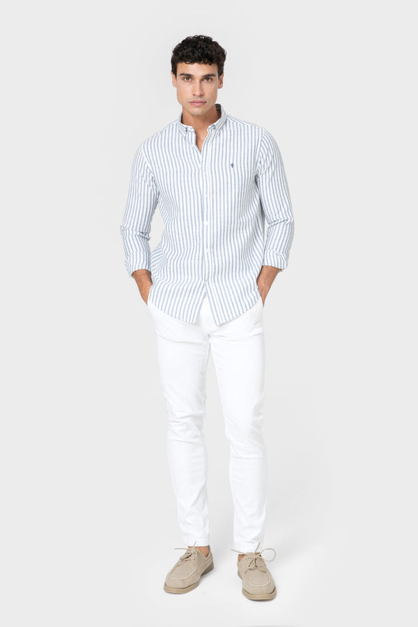 CAMISA ESTRUCTURA RAYA CELESTE