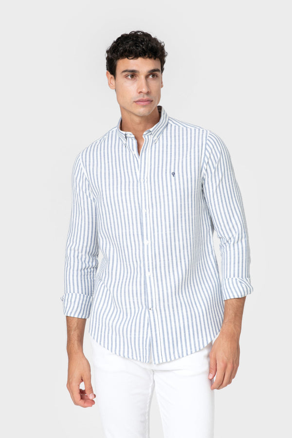 CAMISA ESTRUCTURA RAYA CELESTE