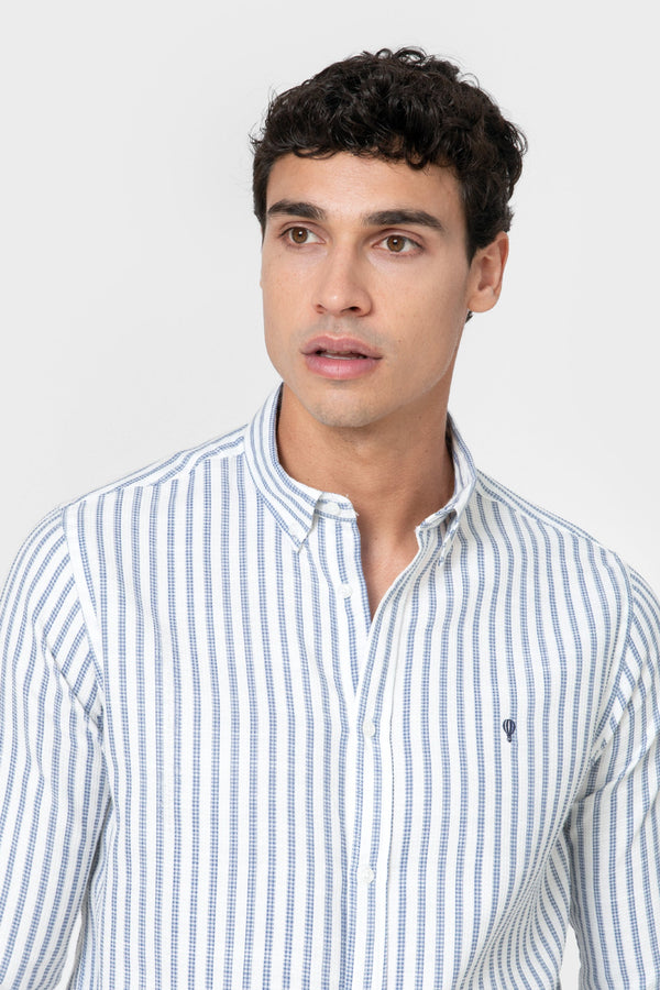 CAMISA ESTRUCTURA RAYA CELESTE