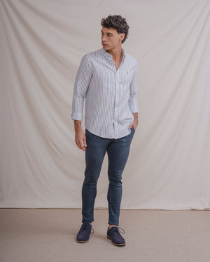 CAMISA ESTRUCTURA RAYA CELESTE