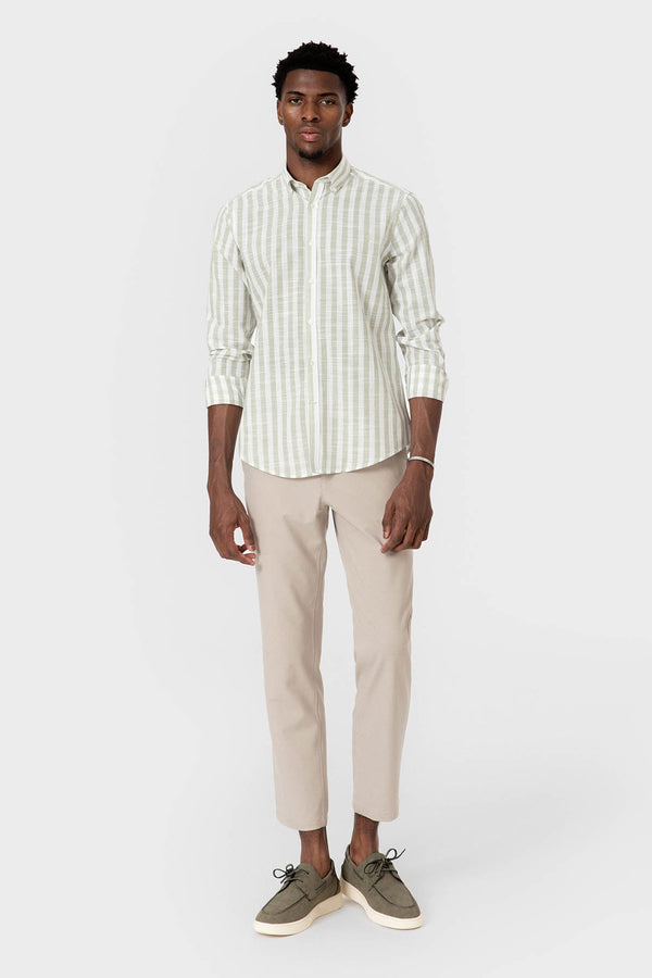 CAMISA RAYAS VERDE SLUB