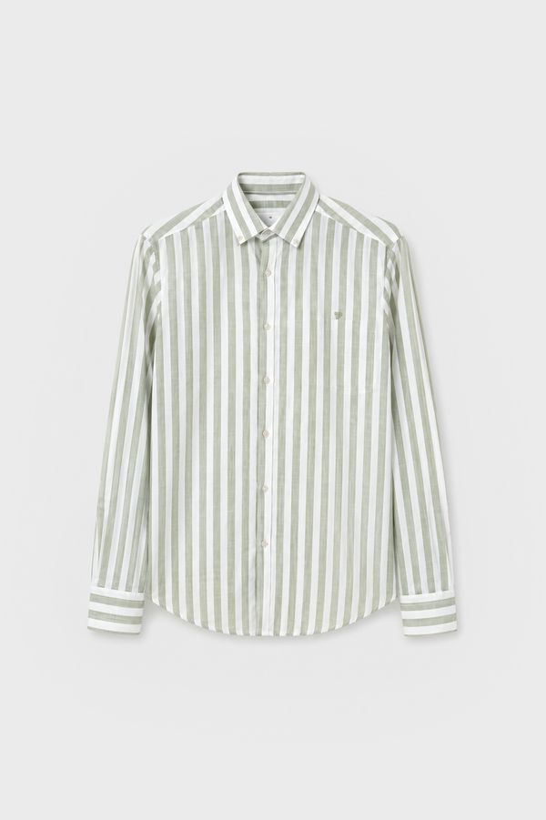 CAMISA RAYAS VERDE SLUB
