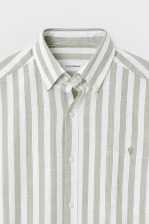 CAMISA RAYAS VERDE SLUB