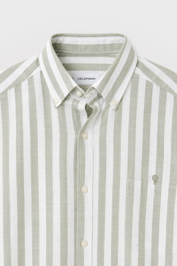 CAMISA RAYAS VERDE SLUB