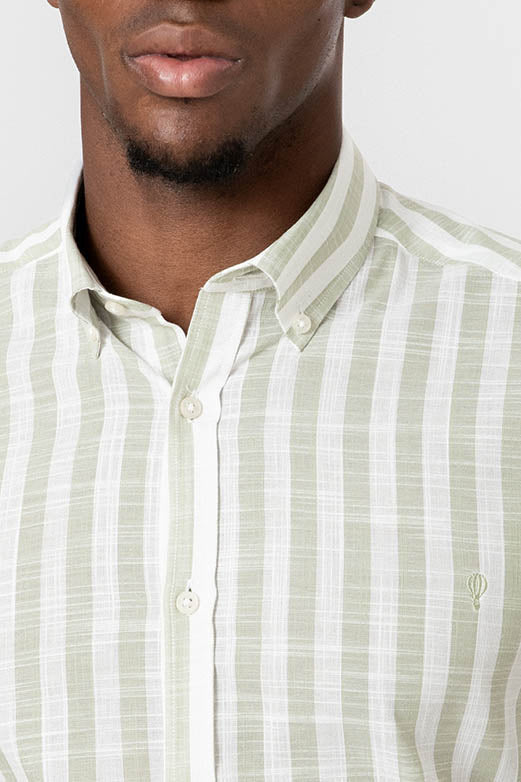 CAMISA RAYAS VERDE SLUB