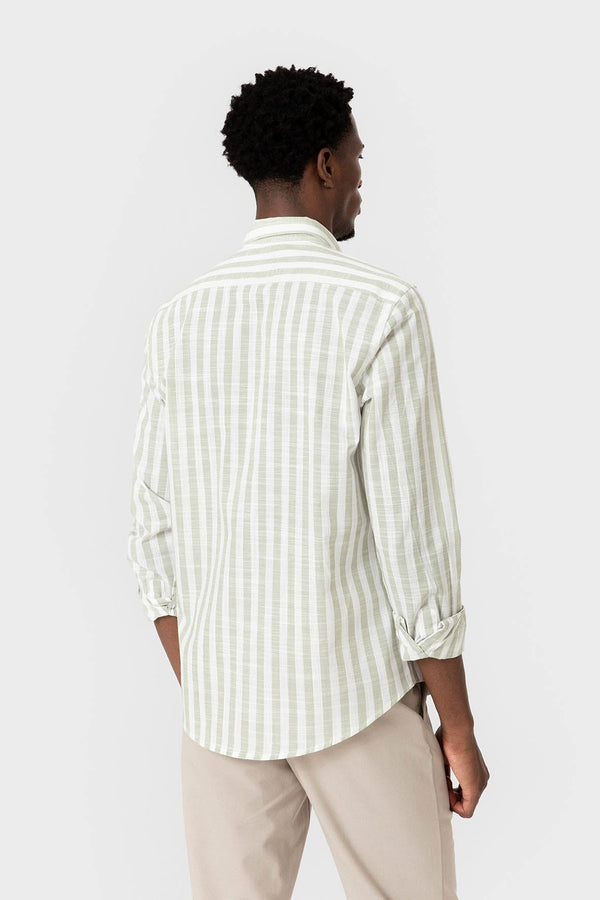 CAMISA RAYAS VERDE SLUB