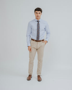 CAMISA VESTIR CELESTE BROCADO