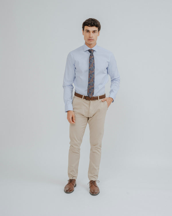 CAMISA VESTIR CELESTE BROCADO
