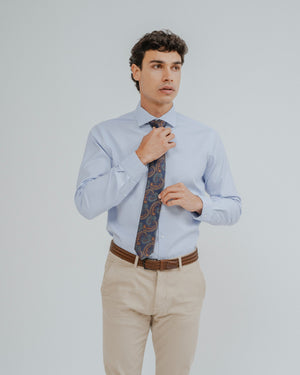 CAMISA VESTIR CELESTE BROCADO