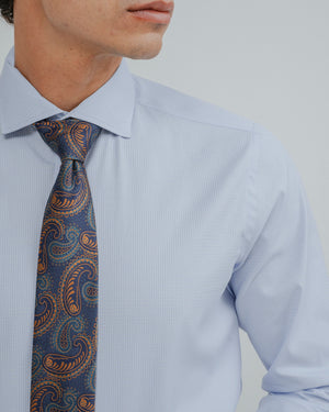CAMISA VESTIR CELESTE BROCADO