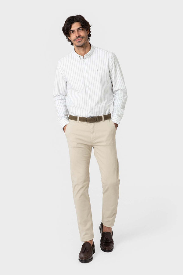 CAMISA OXFORD RAYAS VERDE