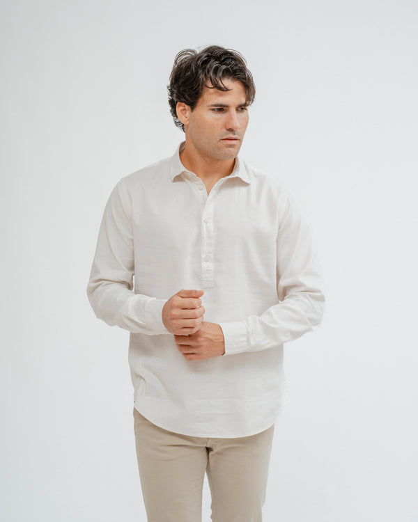 CAMISA POLERA TINTE FALSO BLANCA