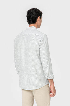 CAMISA CUELLO MAO LINO RAYA VERDE