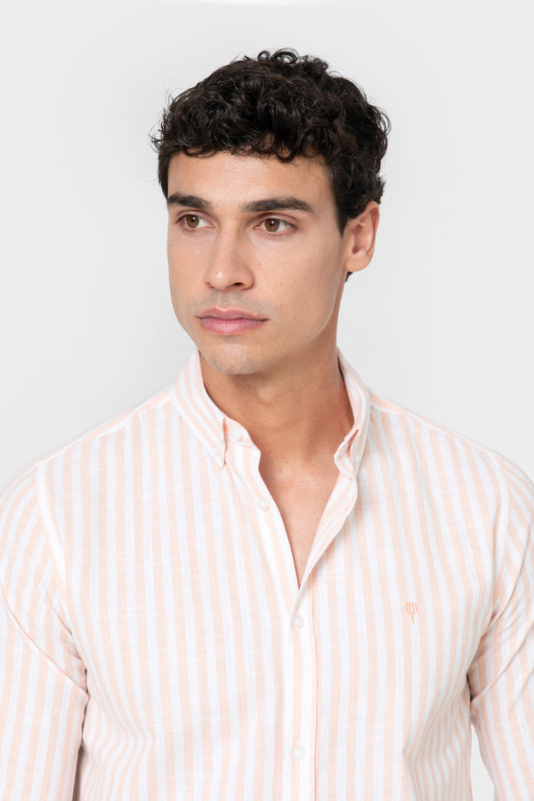 CAMISA LINO RAYA NARANJA