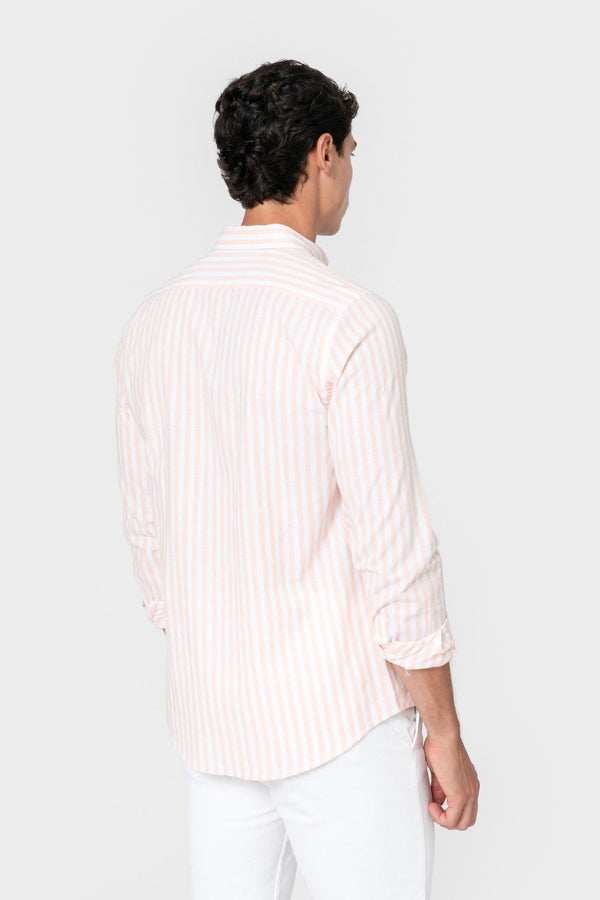 CAMISA LINO RAYA NARANJA