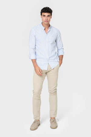 CAMISA LINO RAYA CELESTE