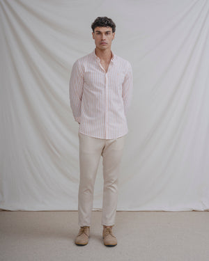 CAMISA LINO RAYA NARANJA