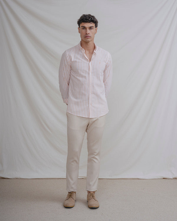 CAMISA LINO RAYA NARANJA