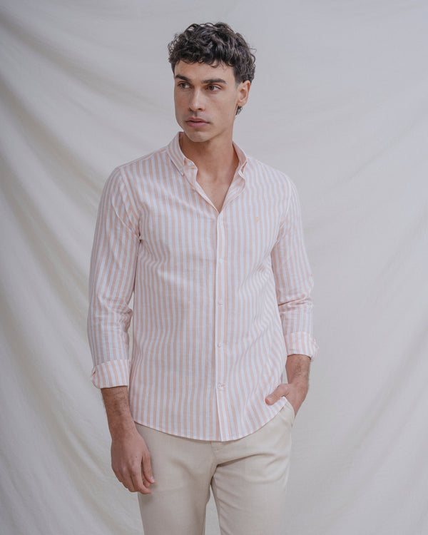 CAMISA LINO RAYA NARANJA