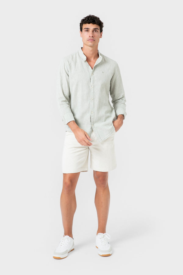 CAMISA LINO VERDE CUELLO MAO