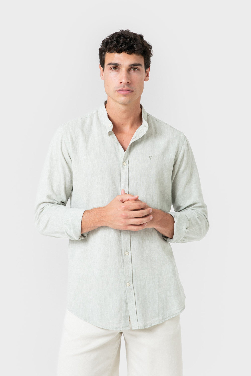 CAMISA LINO VERDE CUELLO MAO