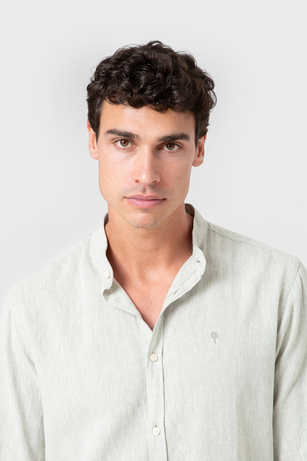 CAMISA LINO VERDE CUELLO MAO