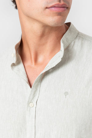 CAMISA LINO VERDE CUELLO MAO