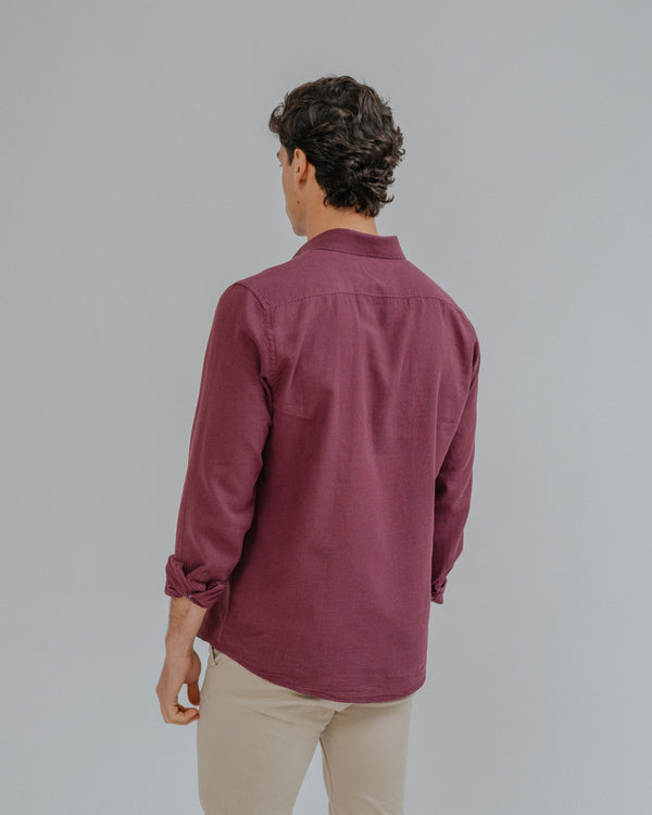 CAMISA LINO BURDEOS
