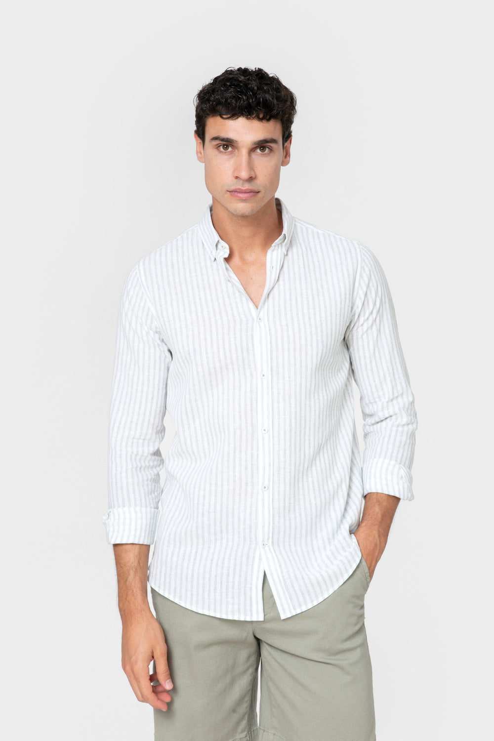 CAMISA LINO RAYA VERDE