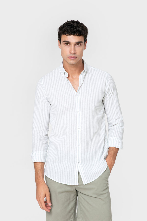 CAMISA LINO RAYA VERDE