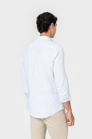 CAMISA LINO RAYA CELESTE