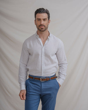 CAMISA LINO RAYA VERDE
