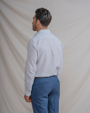 CAMISA LINO RAYA CELESTE