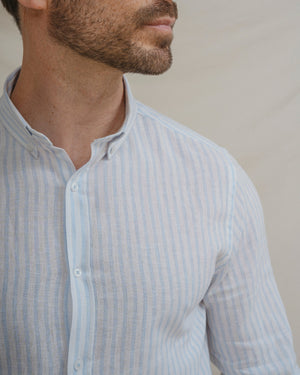 CAMISA LINO RAYA CELESTE