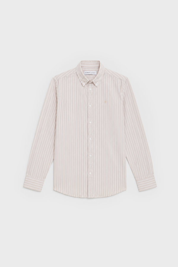 CAMISA OXFORD RAYAS BEIGE