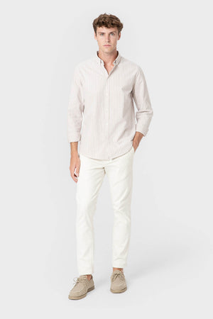 CAMISA OXFORD RAYAS BEIGE
