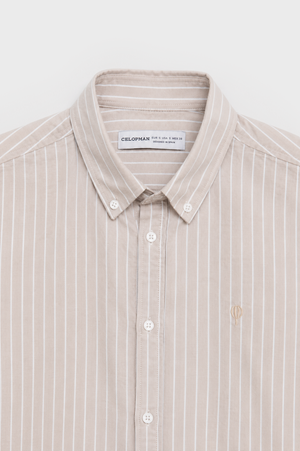 CAMISA OXFORD RAYAS BEIGE