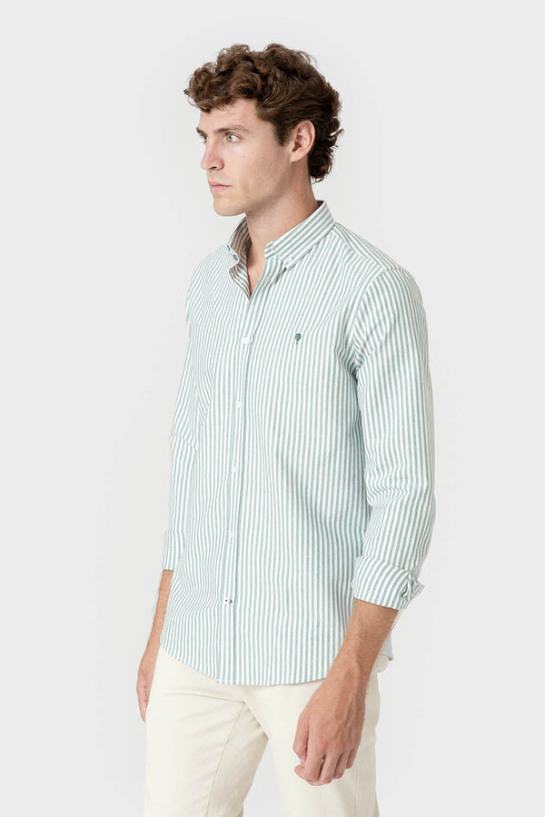 CAMISA OXFORD RAYAS VERDE