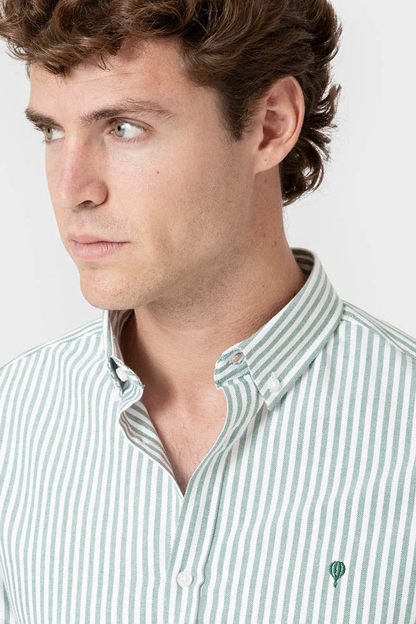 CAMISA OXFORD RAYAS VERDE