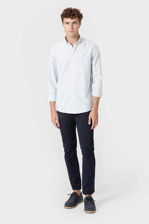CAMISA OXFORD RAYAS CELESTE