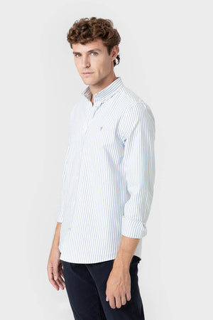 CAMISA OXFORD RAYAS CELESTE