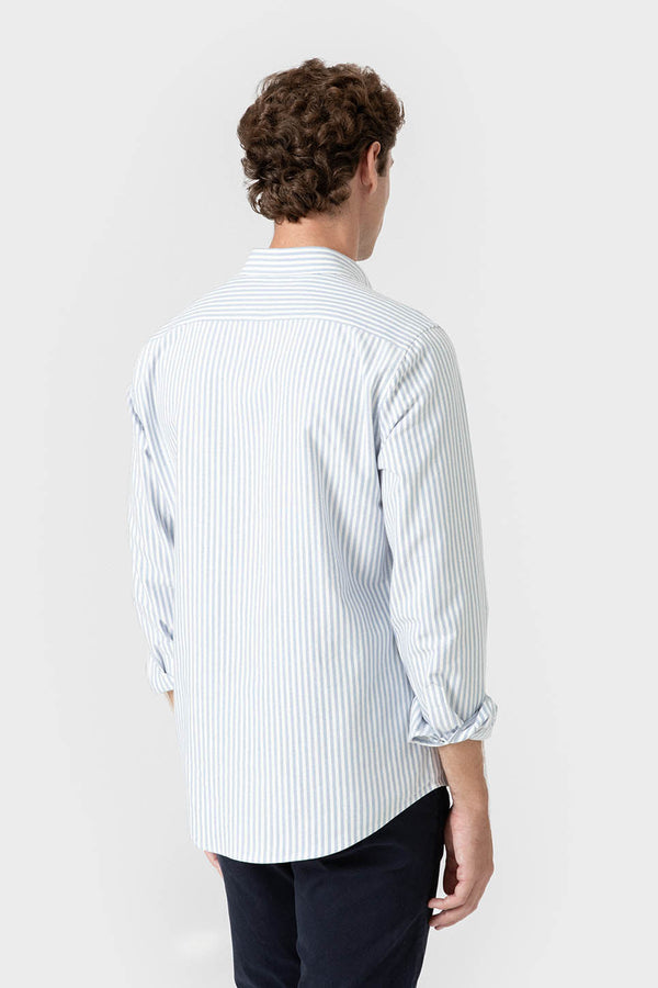 CAMISA OXFORD RAYAS CELESTE