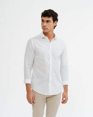 CAMISA FLAMÉ CON LINO BLANCA
