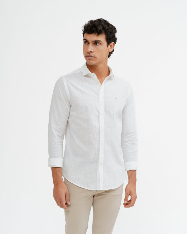 CAMISA FLAMÉ CON LINO BLANCA