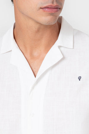 CAMISA LINO BLANCA MANGA CORTA