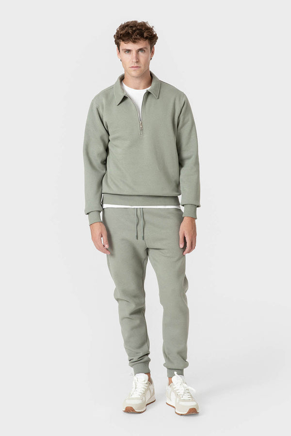 SUDADERA BÁSICA CREMALLERA VERDE