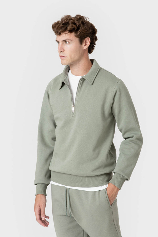 SUDADERA BÁSICA CREMALLERA VERDE