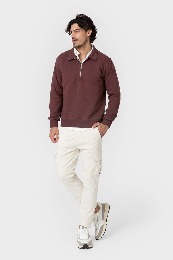 SUDADERA BÁSICA CREMALLERA BURDEOS